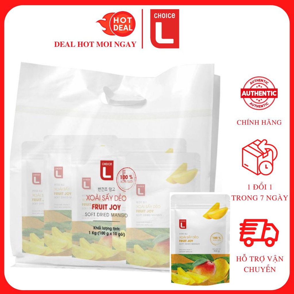 Xoài Sấy Dẻo Fruit Joy Choice L Gói 1KG (100G X 10 Gói)