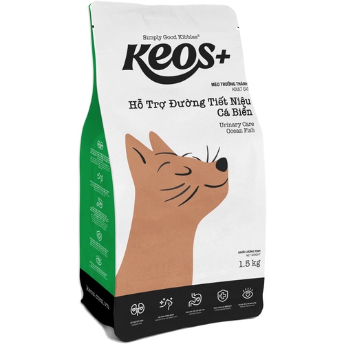 Thức ăn hạt khô dành cho mèo bị sỏi thận Keos+ - hỗ trợ đường tiết liệu túi 1.5Kg