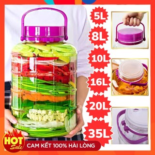 Bình thủy tinh ngâm rượu có quai xách 1l 2l 3l 5l 8l 10l 16l 20l 35l có vòi/không vòi nắp tím