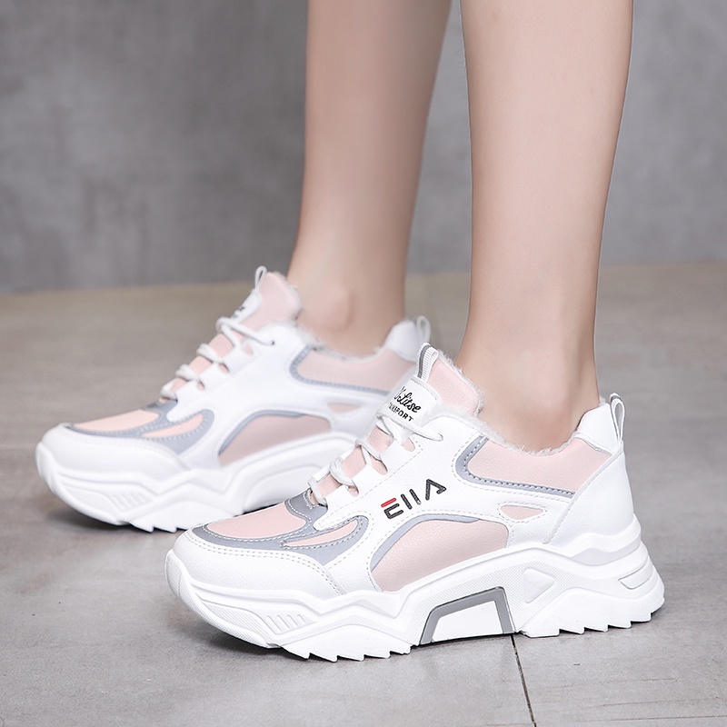 Giày Thể Thao Đế Dày Màu Trắng Size Lớn 35-43 41 42 Thời Trang Thu Đông Cho Nữ