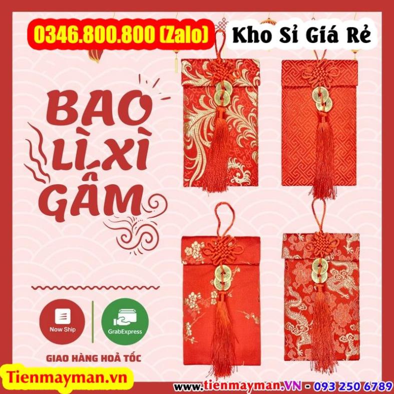 Bao Lì Xì Vải Gấm Nhiều Hoa Văn Cao Cấp Cưới Hỏi, Ngày Tết sang trọng đẹp mắt