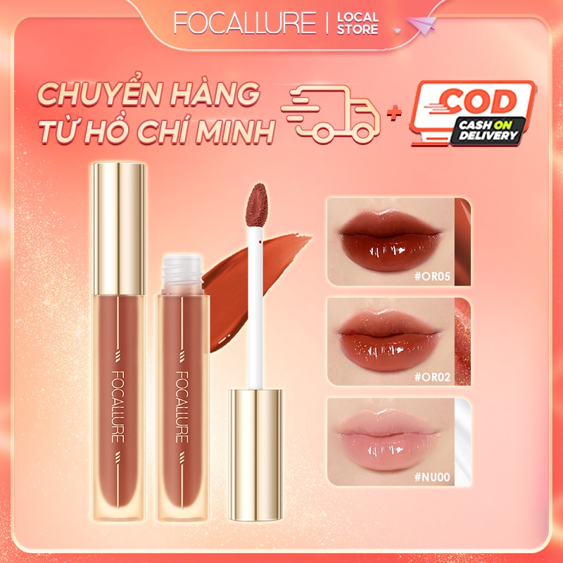 Son Tint Bóng FOCALLURE 3 Loại Kết Cấu Sắc Tố Cao Khóa Ẩm Môi Căng Mọng Không Bết Dính Lâu Trôi