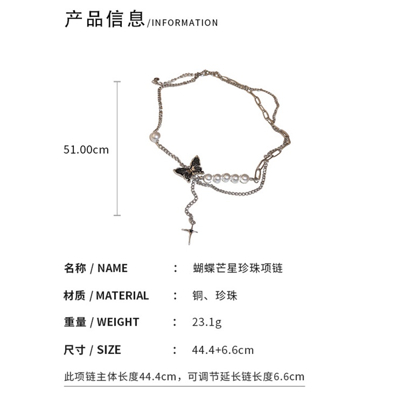 Vòng cổ Hình Bướm Đính Ngọc Trai Thời Trang Cho Nữ