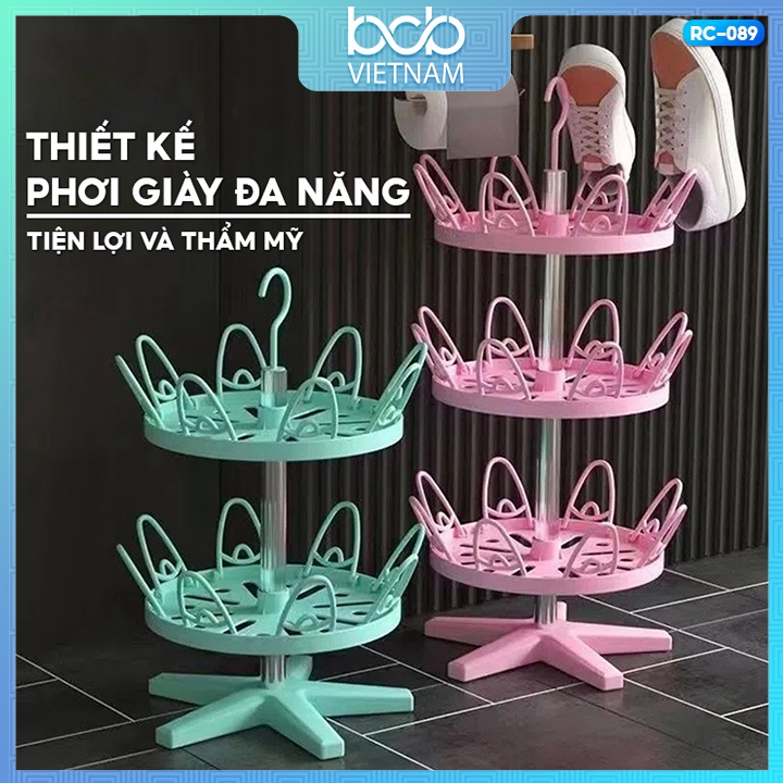 Kệ Phơi Giày Dép Bằng Nhựa Có Lõi Inox Cao Cấp Xoay 360 Độ Tiện Lợi Nhiều Tầng Và Màu Sắc Để Chọn Lựa RC-089