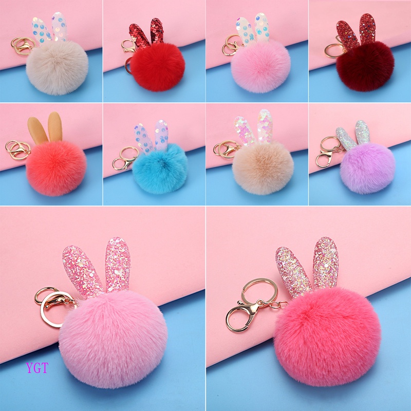 Ygt Móc Khóa Hình Tai Thỏ Bông Đáng Yêu Dành Cho Nữ