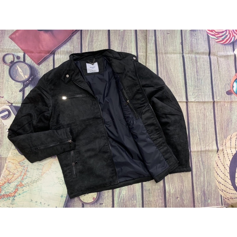 Áo khoác bomber da lộn biker trần bông mgo VNXK