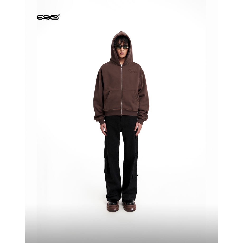 ÁO HOODIE ZIP - SS23 ESCAPE BROWN HOODIE ZIP - BLACK/ GREY/ BROWN