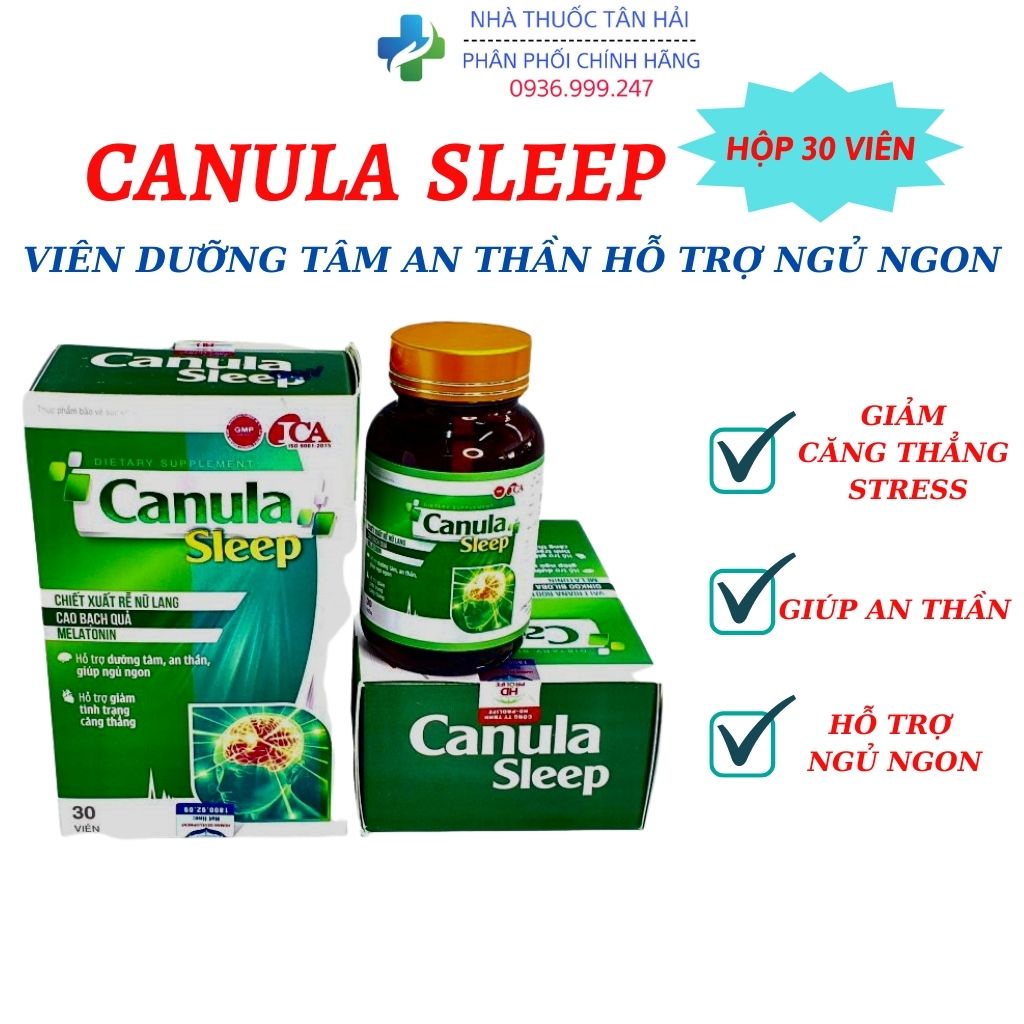Viên uống ngủ ngon, CANULA SLEEP, hỗ trợ sức khỏe, dưỡng tâm an thần, giảm căng thẳng, stress