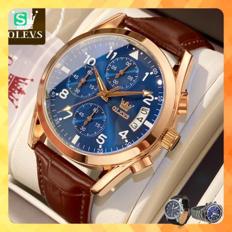Đồng hồ nam chính hãng OLEVS 2878 dây da bò  chống vô nước sâu  hiệu ứng phát sáng
