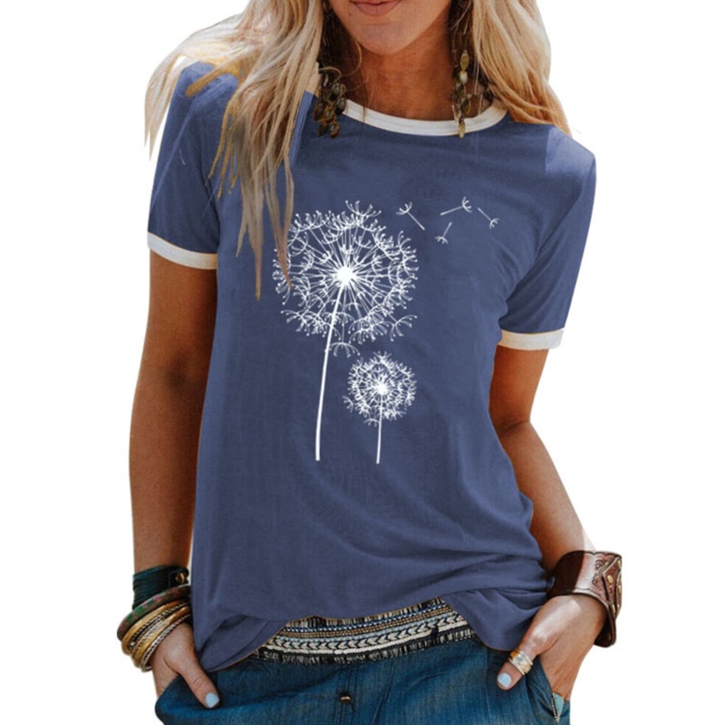 Xiangbao Áo Thun Tay Ngắn In Hình Hoa Vui Nhộn Màu Sắc Tương Phản Thời Trang Mùa Hè Cho Nữ