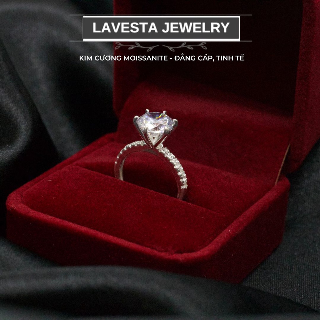Nhẫn nữ kim cương Moissanite 7 ly, 8 ly kiểm định GRA Lavesta thanh lịch, sang trọng KC23