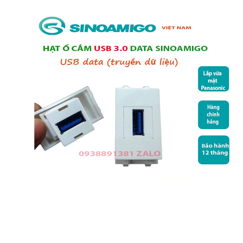 Hạt ổ cắm USB 3.0 data  lắp mặt panasonic âm tường, ổ cắm âm sàn