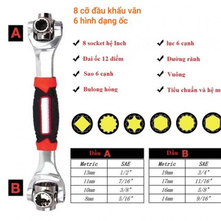 Bộ cờ lê mỏ lết 8 đầu xoay đa năng 48 in 1 - dụng cụ tháo lắp tiện dụng