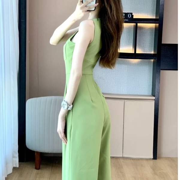 Áo Liền Quần Thể Thao Mùa Hè 2022 Dáng Suông Ống Rộng Cổ Chữ v Phong Cách ins Cho Nữ