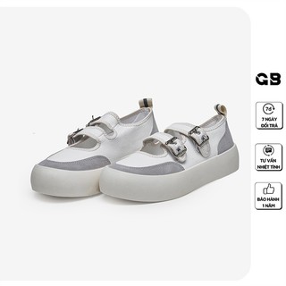 [Mã WABRMH99 giảm 12% đơn 99K]Giày vải bata nữ giayBOM đế bánh mì cao 3 cm quai khóa cài B1198