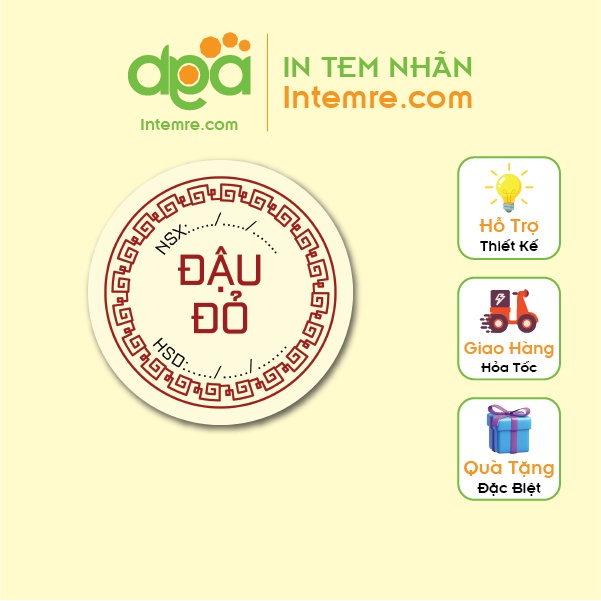 100 Tem Nhãn Giấy Decal Dán Intemre.com Bánh Trung Thu Hình Tròn 3cm - Mẫu 8