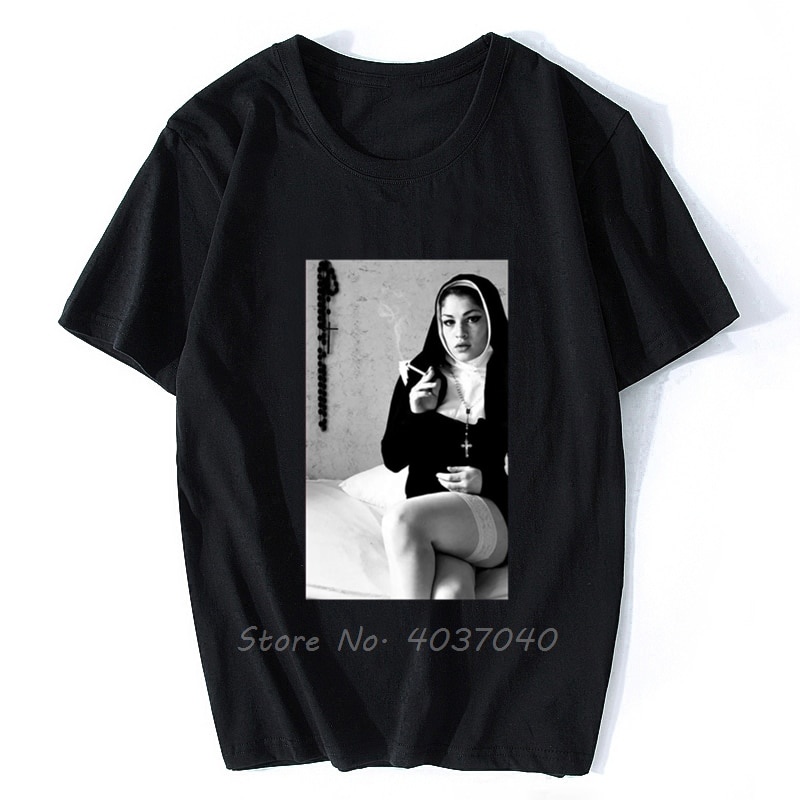 GILDAN Áo Thun 100% Cotton In Chữ Nonne Smoke Nun Cross The Happiness Is Have My T-Shirt Phong Cách Hip Hop Đường Phố Cho Nam