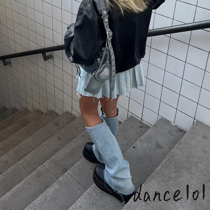 Chân váy jean Mini Xếp Li Lưng Cao + Áo Cột Dây Thời Trang Cho Nữ Khiêu Vũ1O1