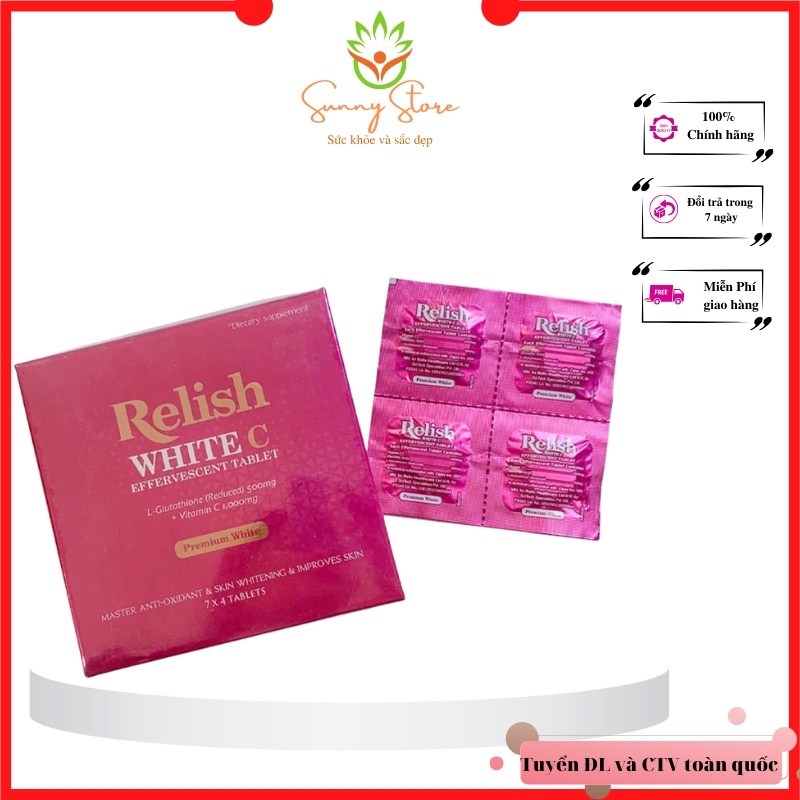 Viên uống trắng da viên sủi Relish White C mờ thâm giảm sạm nám tăng cường hệ miễn dịch