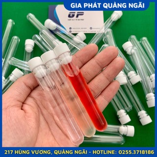 (TÚI 50 CÁI) ỐNG NGHIỆM NHỰA PS TRẮNG TRONG SUỐT CÓ NẮP KHÔNG NHÃN 5ML