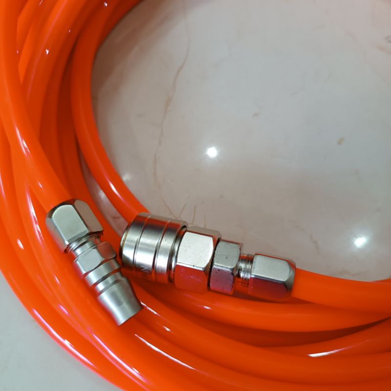 Cuận dây hơi phi 10 và khớp nối japan mầu cam dài 10m.15m.20m