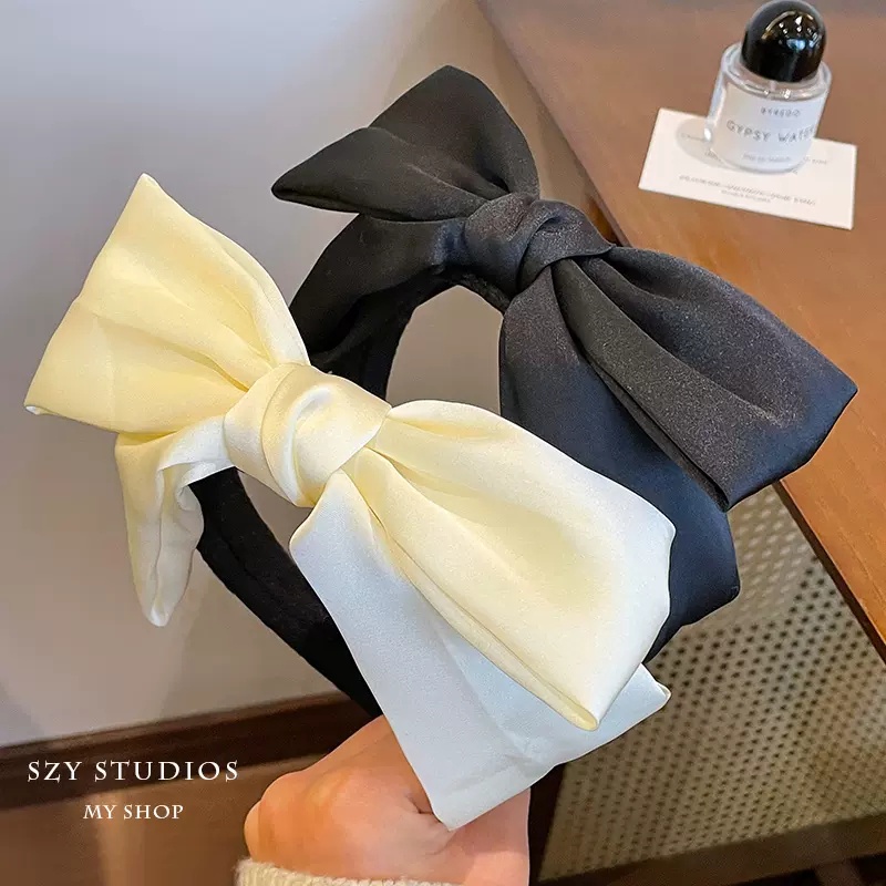 Băng Đô Tai Mèo Bằng Satin / Xốp / Trắng / Đen Đa Năng Thời Trang Hàn Quốc Cho Nữ