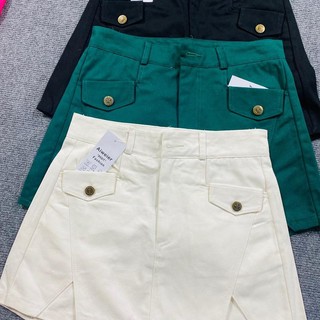 chân váy kaki phối nút 4 màu