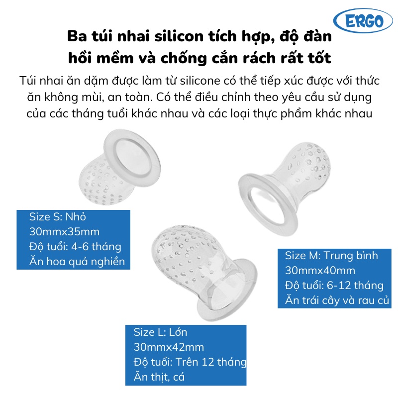 Túi nhai ăn dặm Misuta, túi nhai hoa quả, chống hóc, tiện lợi, an toàn cho bé