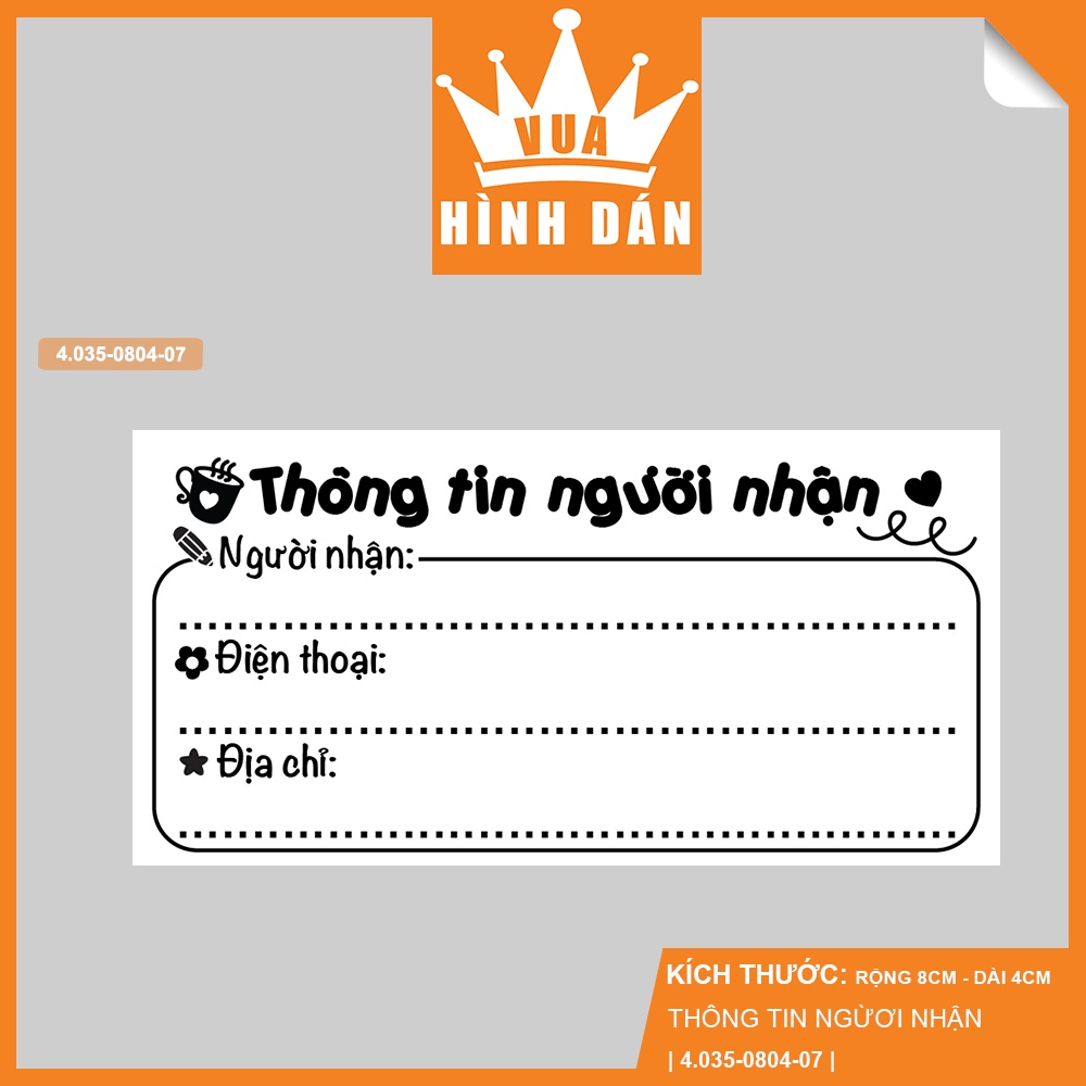 Set 50/100 sticker THÔNG TIN NGƯỜI NHẬN   - tem đa năng nhãn nhận hàng dán lên món quà, đơn hàng, thư từ