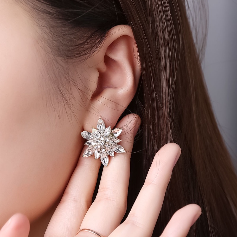 Bông Tai Hình Hoa Đính Đá Lấp Lánh Sang Trọng Cho Nữ