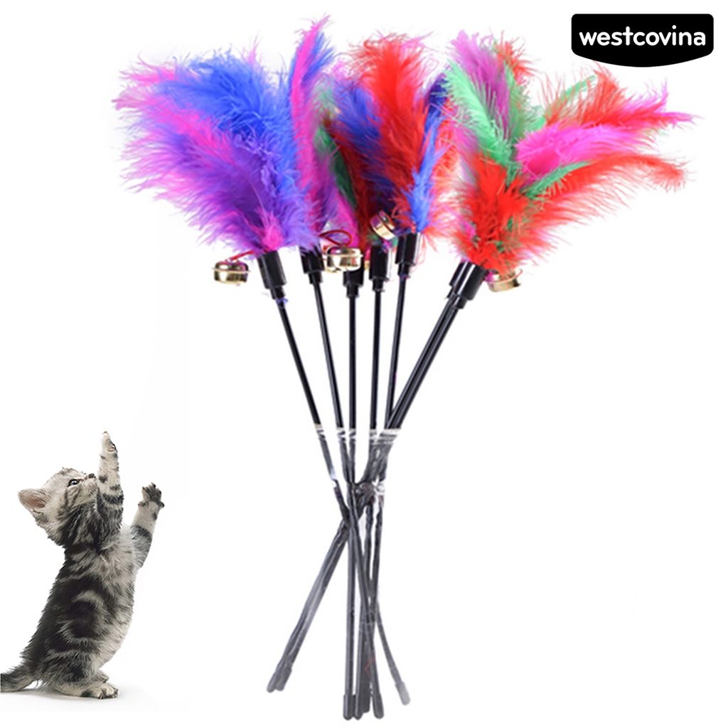 [COD]♘Đồ Chơi Que Nhựa Gắn Lông Vũ Vui Nhộn Huấn Luyện Thú Cưng