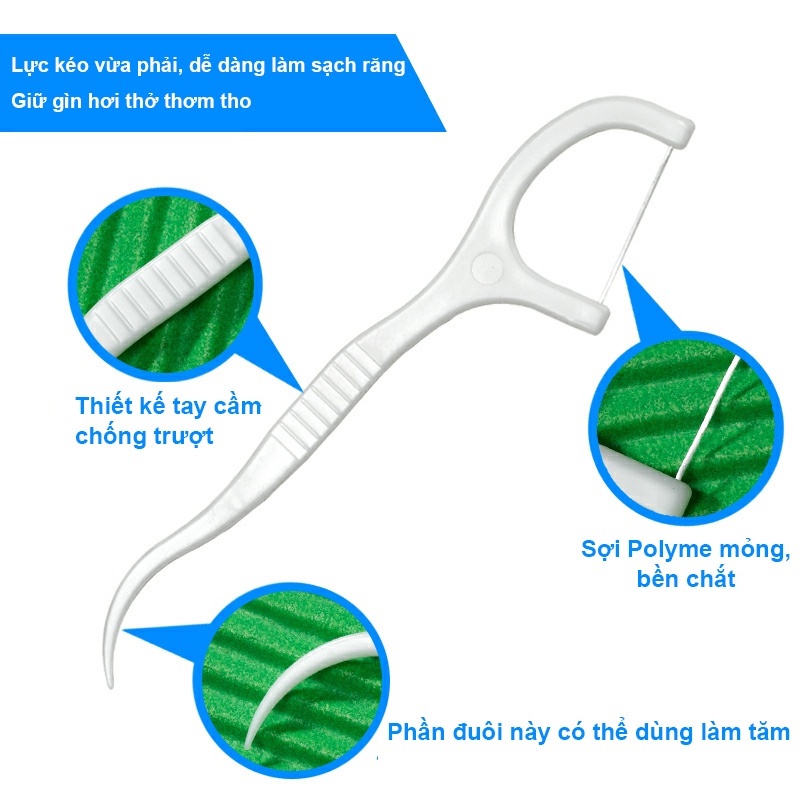 Hộp 50 chiếc tăm chỉ nha khoa DENTAL FLOSSERS sợi chỉ mảnh chăm sóc răng miệng an toàn tiện lợi | BigBuy360 - bigbuy360.vn