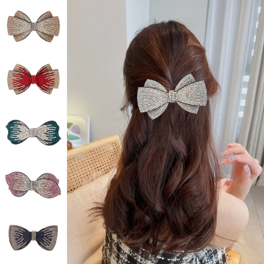 Kẹp Tóc Hình Nơ Đính Đá Phong Cách Hàn Quốc