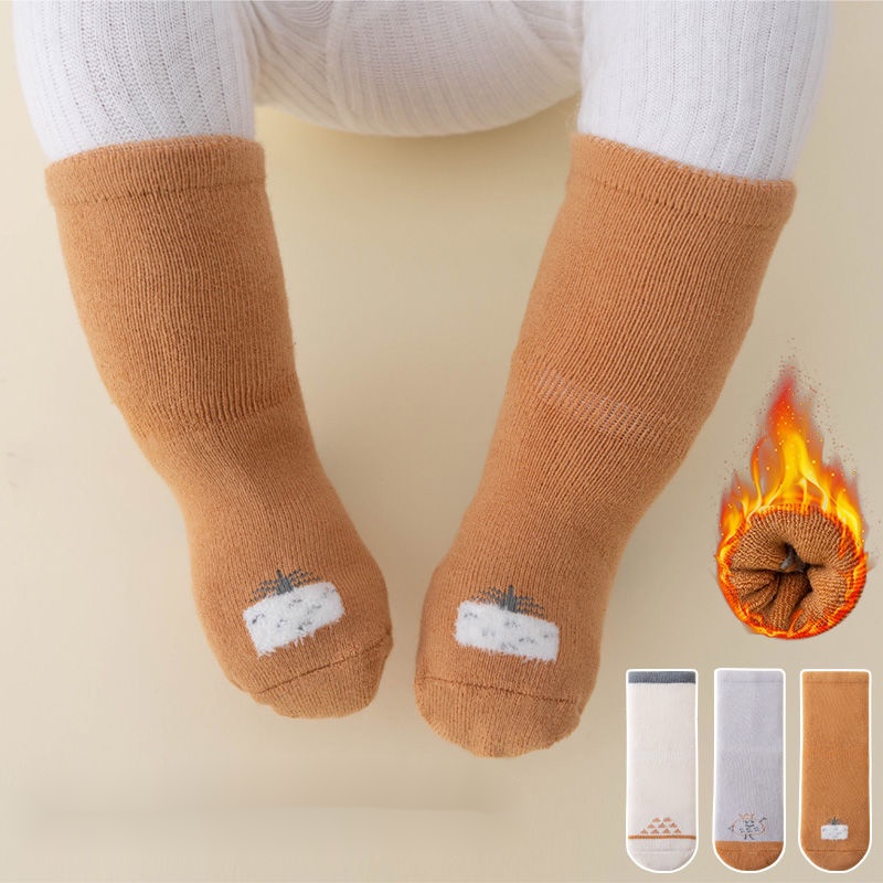 Vớ Nhung Dày Giữ Ấm Mùa Thu Đông Dành Cho Bé Sơ Sinh 0-3 Tháng Tuổi