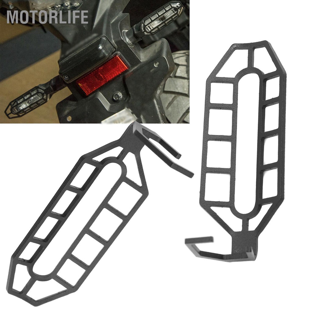 Motorlife Cặp vỏ bảo vệ đèn xi nhan dành cho xe máy bằng thép không gỉ Màu đen thay thế CB500X 2019‑2021