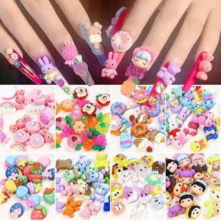 Set charm hoạt hình trang trí móng, charm thú mix kiểu