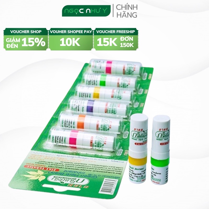 Ống Hít Thông Mũi Green Herb 2 Đầu Thái Lan