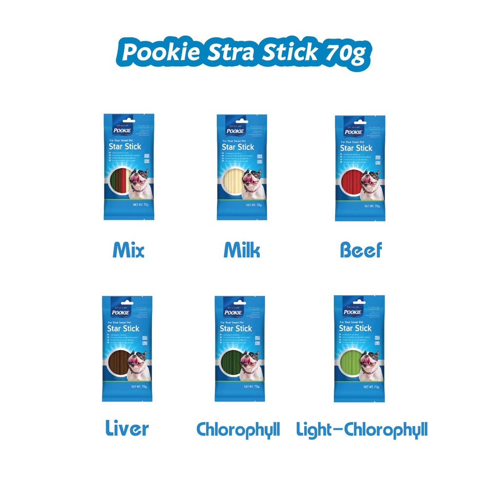 Pookie Star Stick 70g 06 Vị 🐶 FREE SHIP 🐶 Snack Que Gặm Vệ Sinh Răng Miệng Cho Chó Mèo