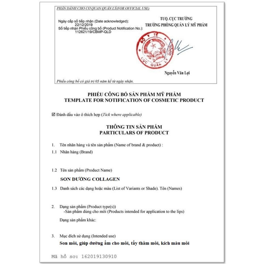 Son Dưỡng Môi Collagen Giảm Thâm, Kích Màu Môi Sau Phun Xăm, Dưỡng Môi Căng Bóng, Mềm Mượt