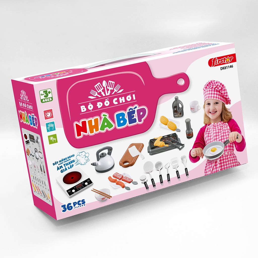 Đồ Chơi Duka : Bộ Đồ Chơi Nhà Bếp Màu Xanh - Màu Hồng  (36 chi tiết), DK 81146 - DK81145 (Phân Loại)