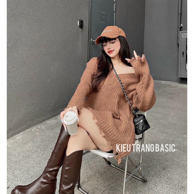 Áo Len Cổ Tim 3 Màu Siêu Hot