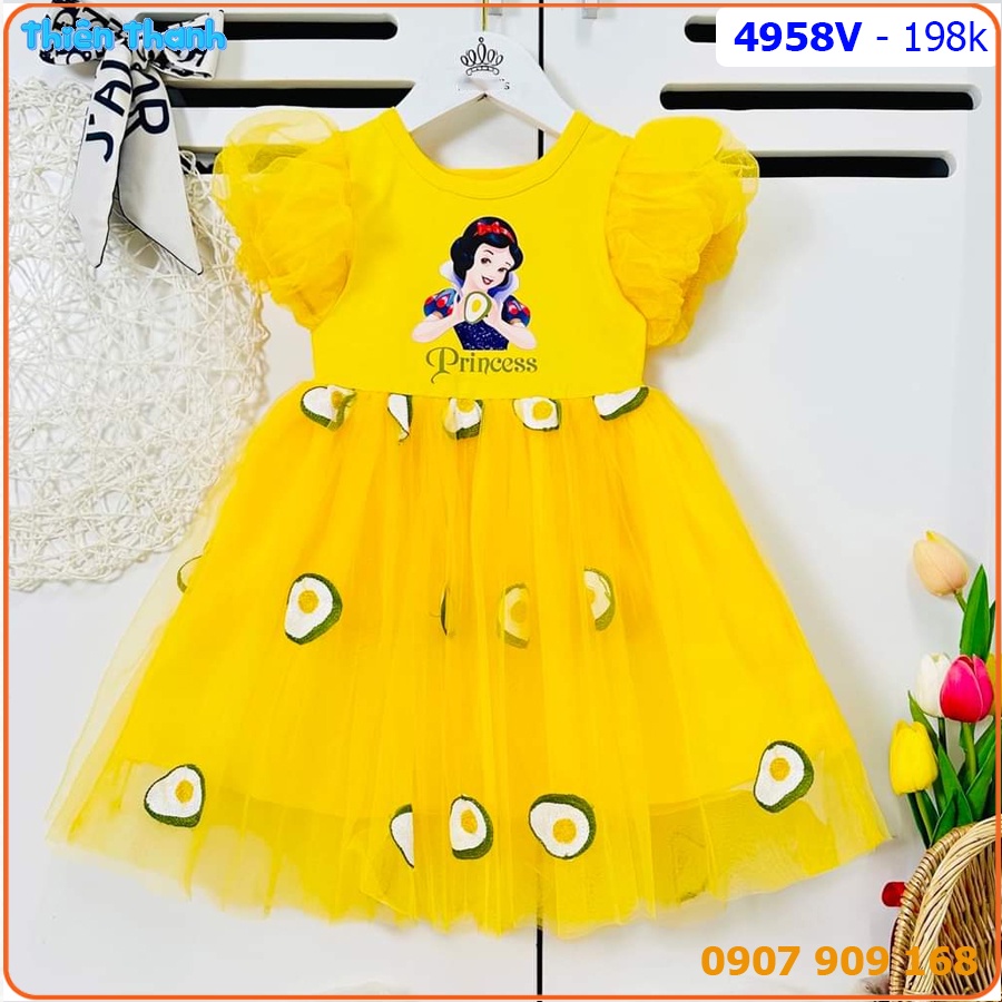 Đầm bé gái tay phồng hình công chúa bạch tuyết xinh xắn - 4958