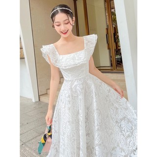 ĐẦM VÁY TRẮNG TƠ REN DỰ TIỆC