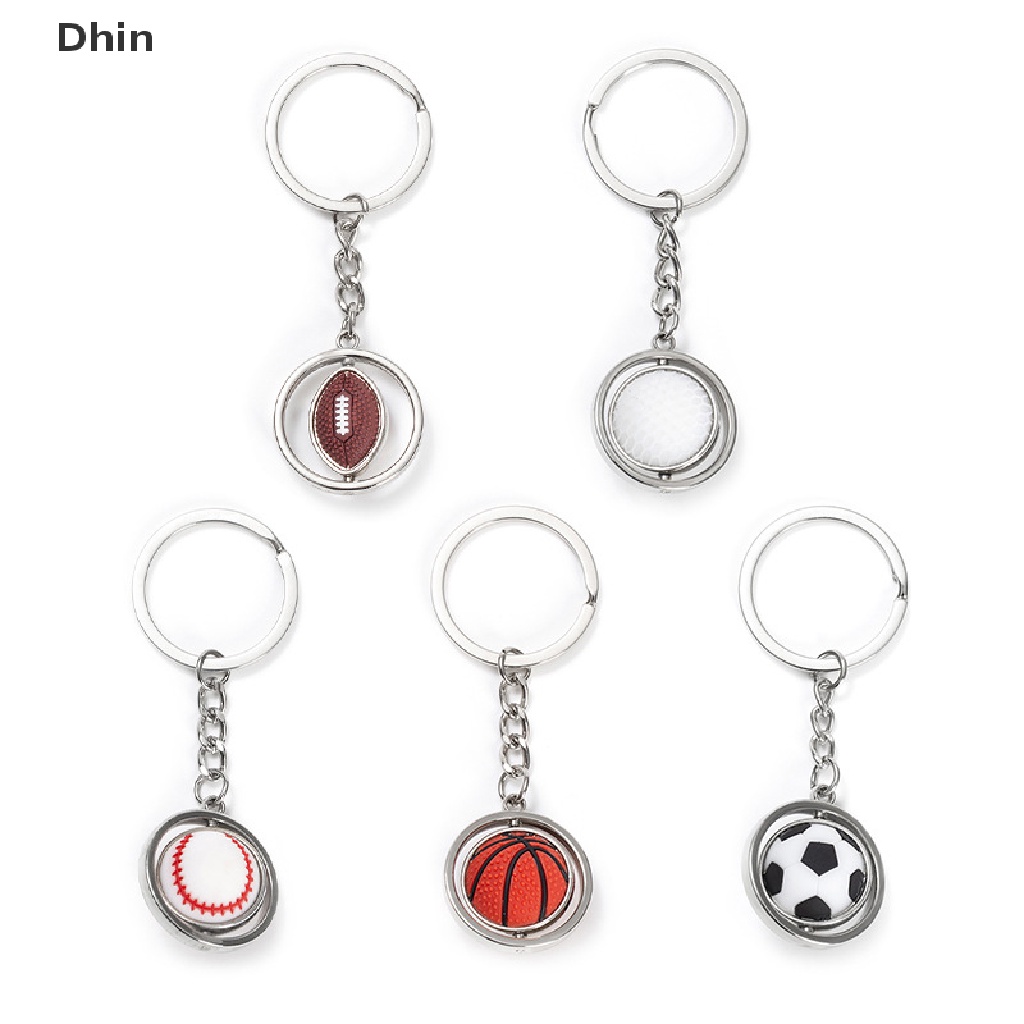 Móc Khóa Thể Thao Mini Hình Quả Bóng Đá / Golf / Bóng Bầu Dục 3D Bằng Kim Loại DIY