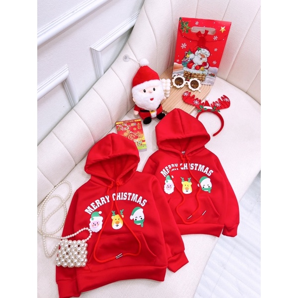 Áo nỉ bông noel có mũ siêu xinh siêu ấm cho bé trai bé gái từ 9-22kg