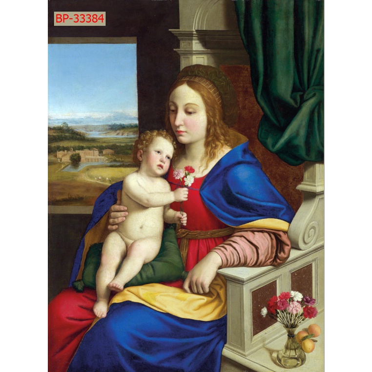 Tranh dán tường thiên chúa đức mẹ in vải lụa 3d cao cấp