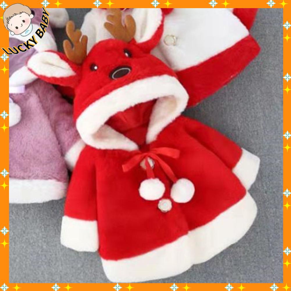Áo khoác lông tuần lộc cho bé - Mềm Mại Thoải Mái Dày Dặn Tinh Tế Đẹp Có Mũ Mùa Đông - LUCKYBABY