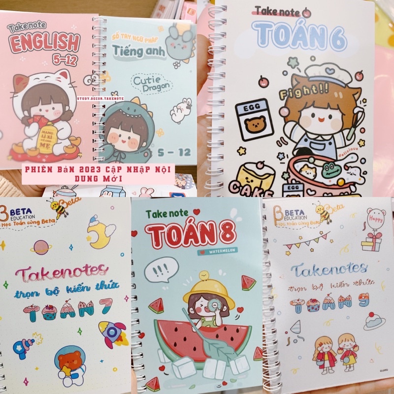 Sổ takenote Toán 6 7 8 9 Anh 4-12 lò xo A6