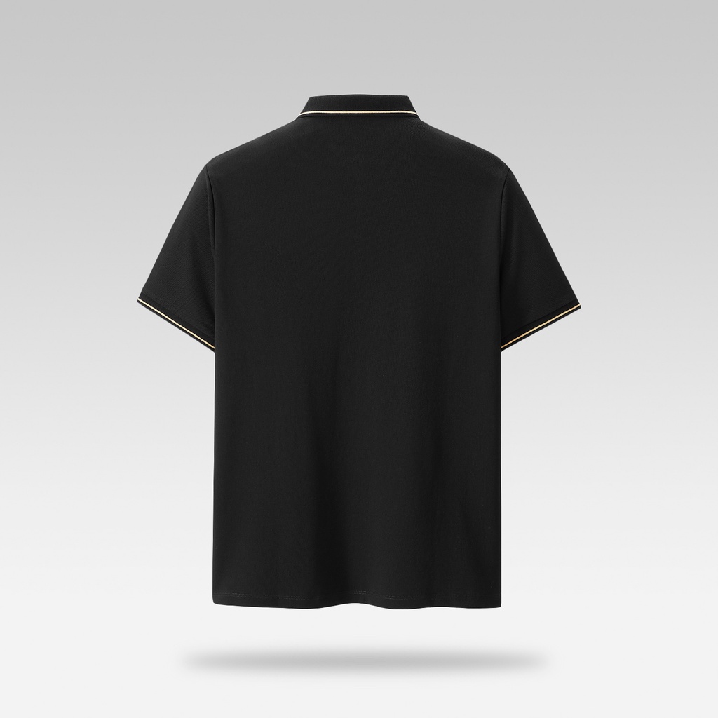 HLA - Áo thun POLO nam ngắn tay thêu logo GP Exquisite embroidery GP label solid black Polo Shirt