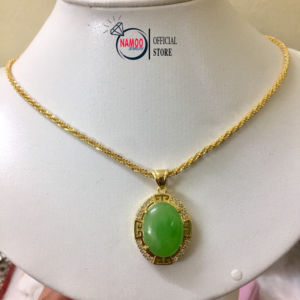 Dây Chuyền Đính Đá Xanh Nữ V590 Kết Hợp dây V006 Cực đẹp